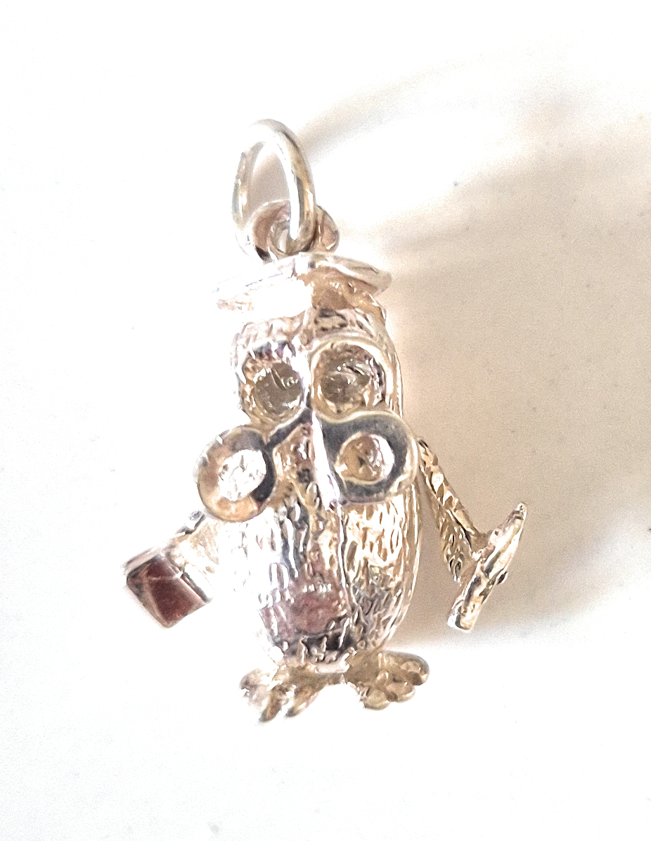 Owl Graduation Sterling Silver Charm