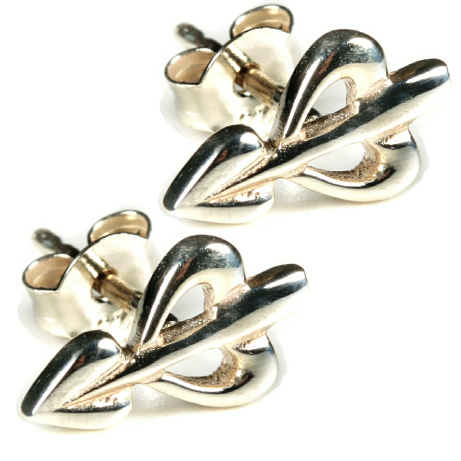 Sterling Silver Cupid Arrow Heart Stud Earrings