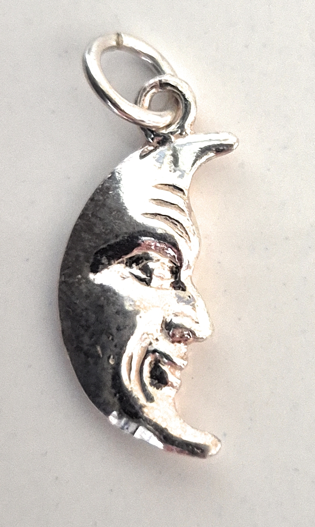 Sterling Silver Moon Face Charm
