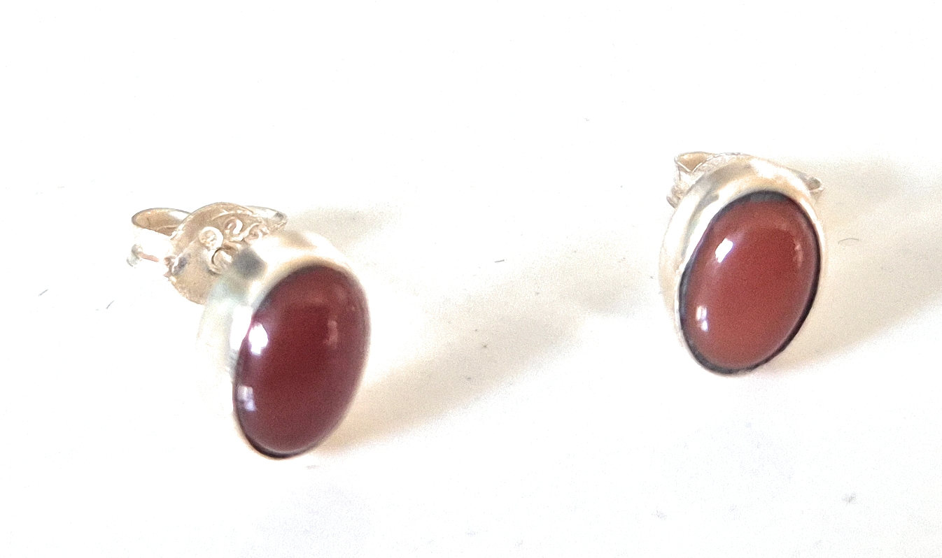 Sterling Silver Carnelian Stud Earrings