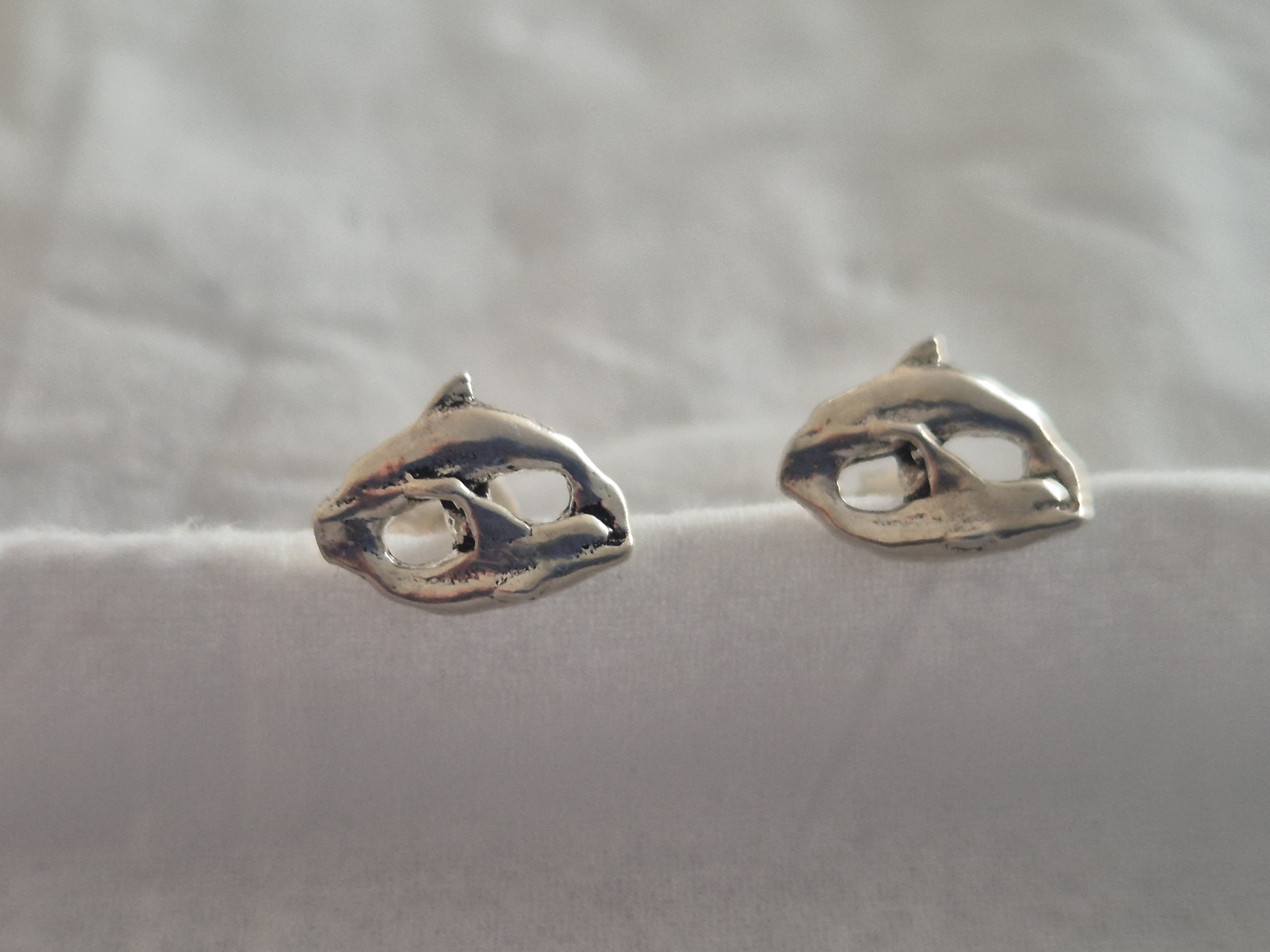 Sterling Silver Dolphin Stud Earrings