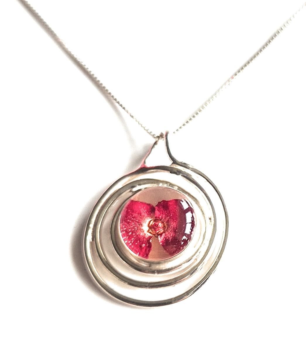 Sterling Silver Spiral Poppy Pendant