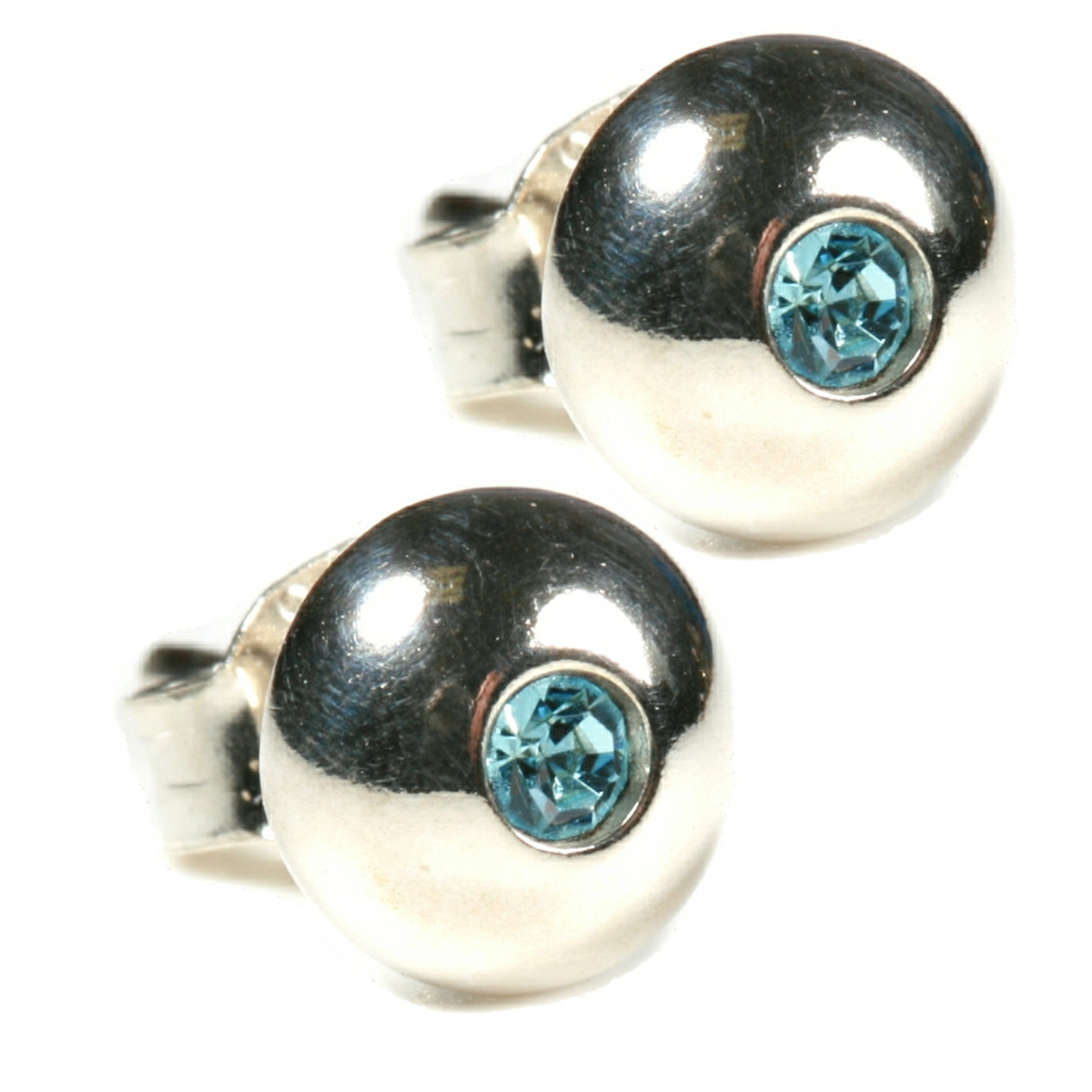 Sterling Silver Blue Gemstone Stud Earrings