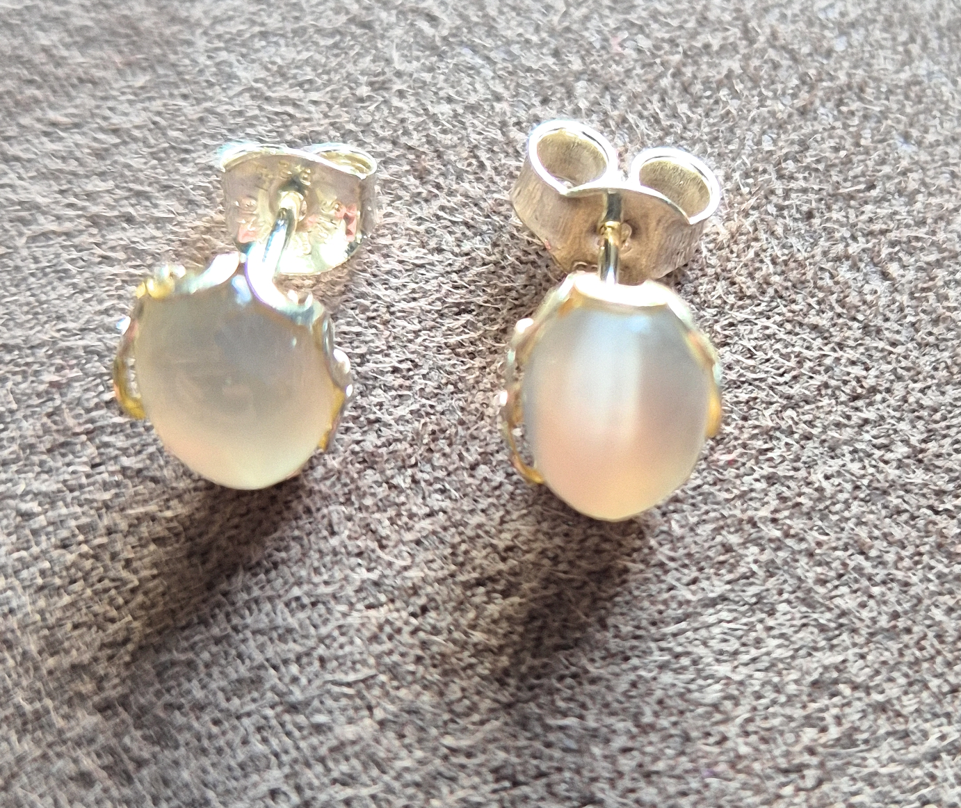 Sterling Silver Moonstone Stud Earrings