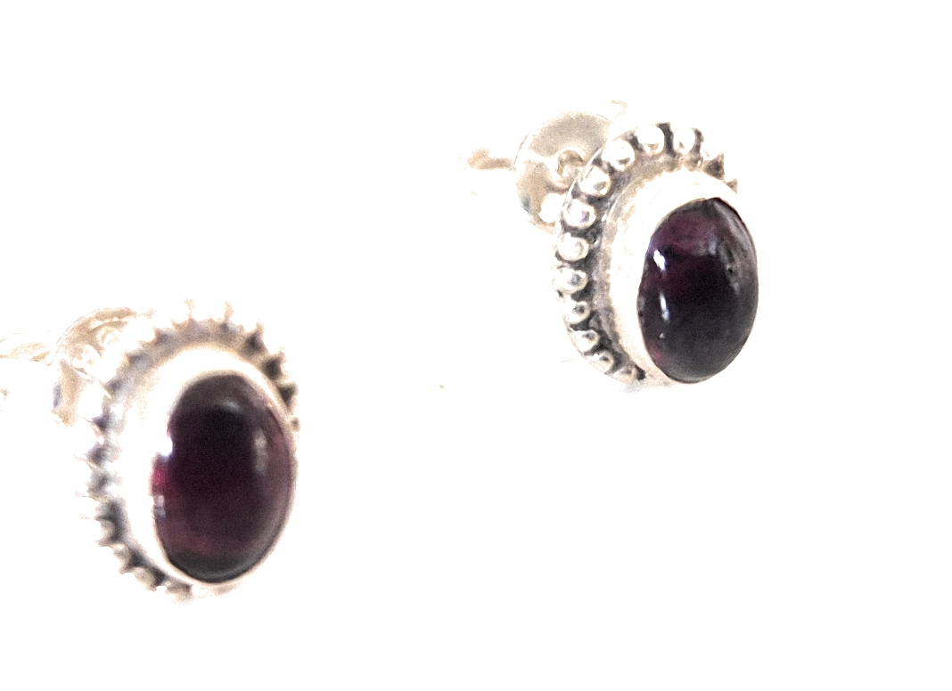 Sterling Silver Garnet Stud Earrings