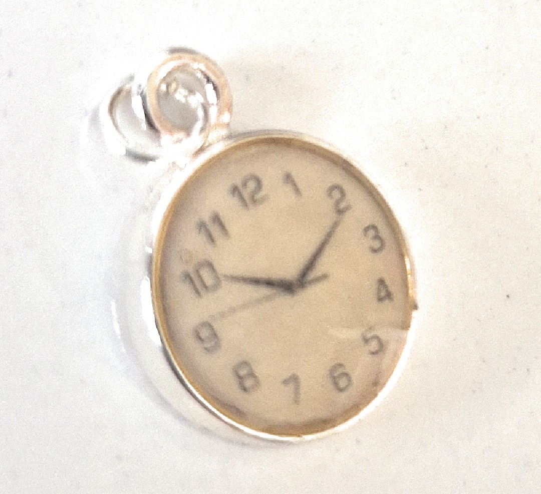 Sterling Silver Vintage Clock Charm