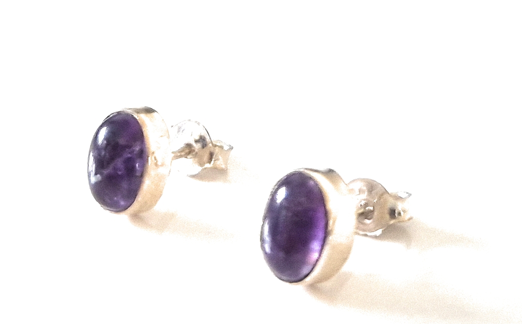 Sterling Silver Amethyst Stud Earrings