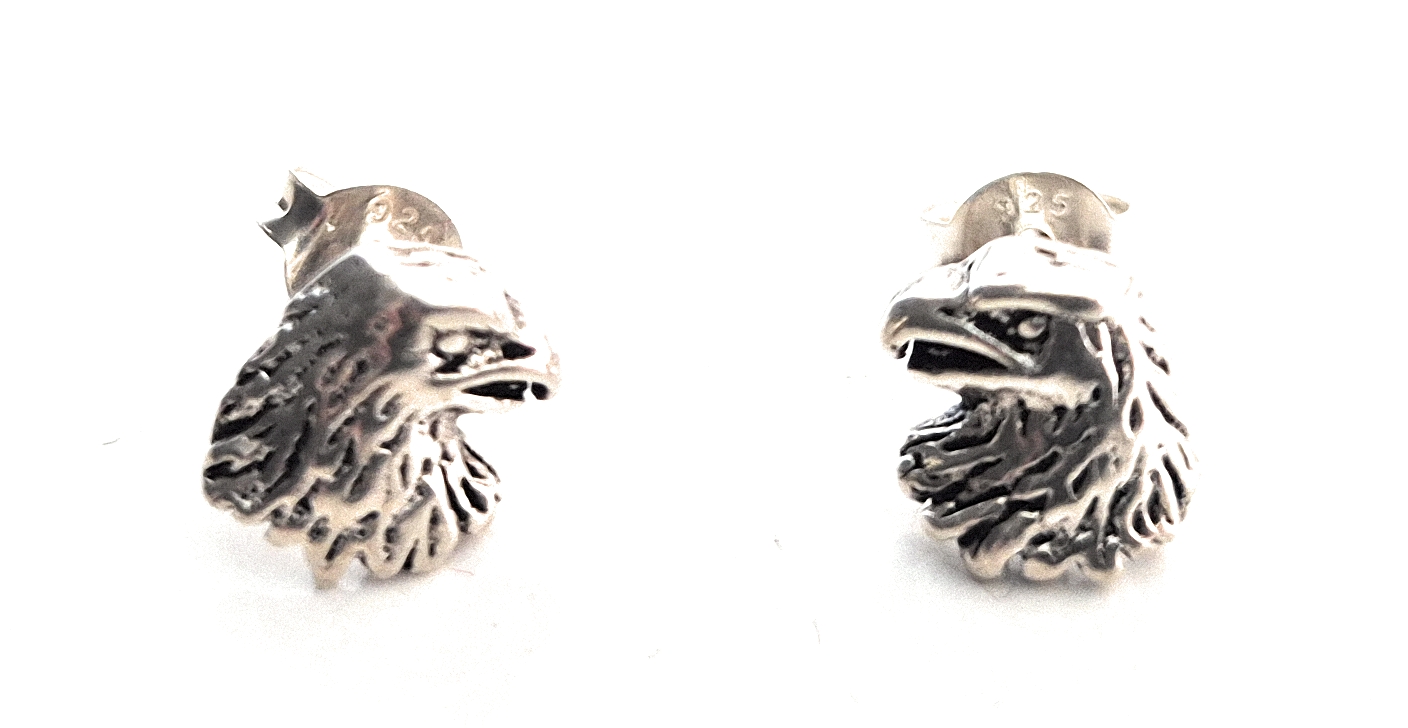 Sterling Silver Eagle Head Stud Earrings