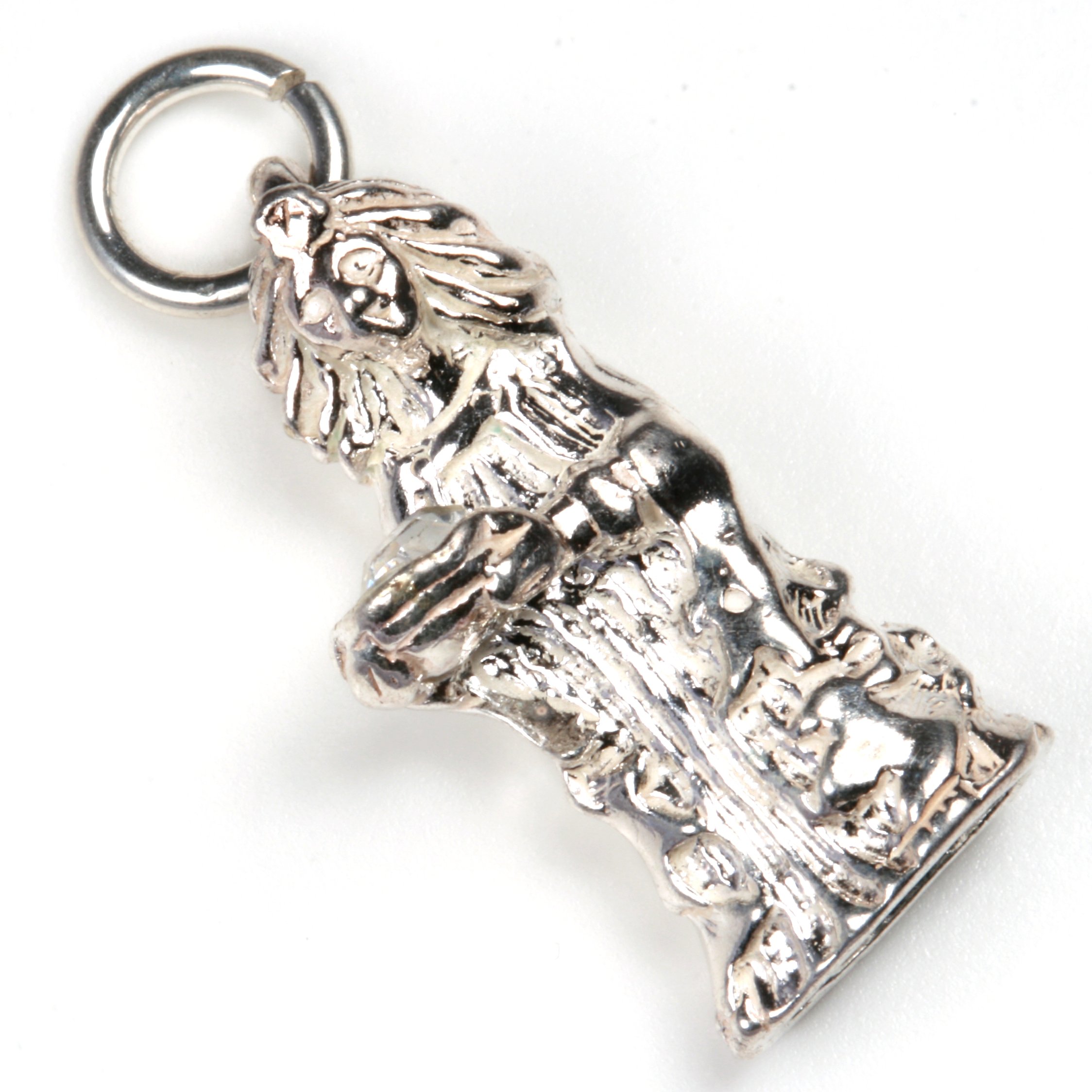 Sterling Silver Princess with Bowl Charm with Clear Crystal