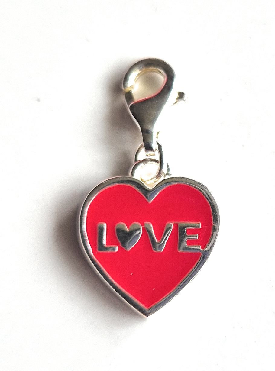 Red Love Heart Sterling Silver Charm