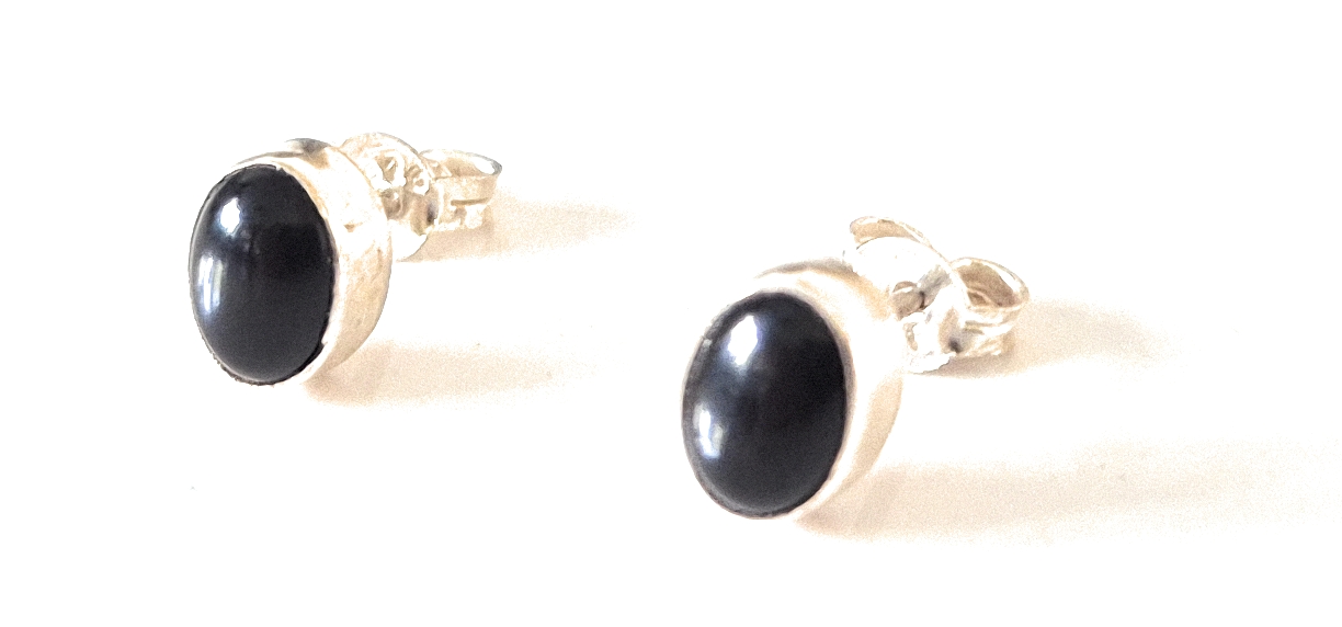 Black Onyx Sterling Silver Stud Earrings