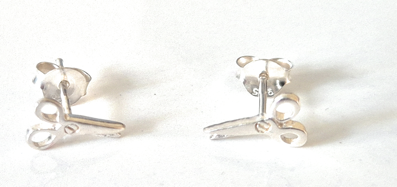 Sterling Silver Scissor Stud Earrings