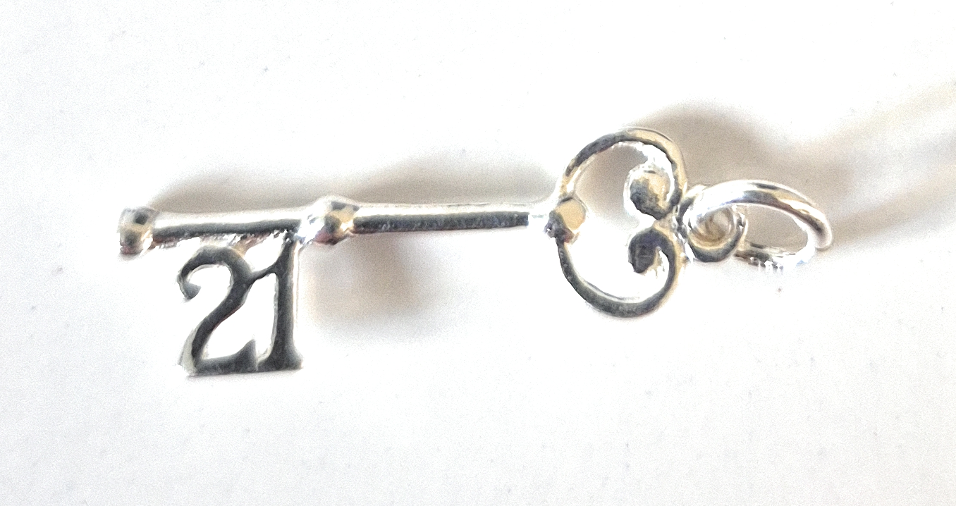 21st Birthday Sterling Silver Key Pendant