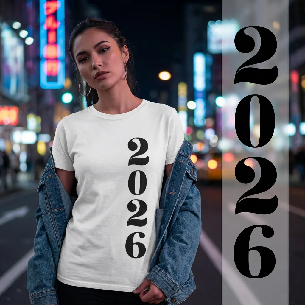 2026 Vertical Print T-Shirt