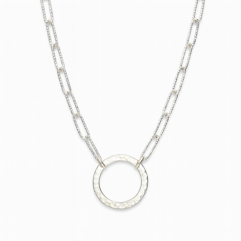Hammered O Ring Pendant Necklace