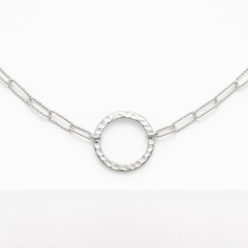Hammered O Ring Pendant Necklace