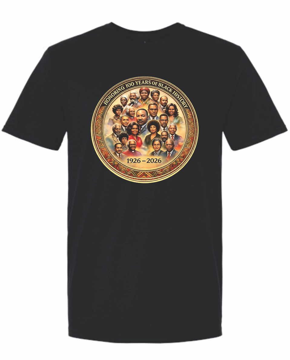 Black History Tribute T-Shirt 100 years of History - Black(SS)