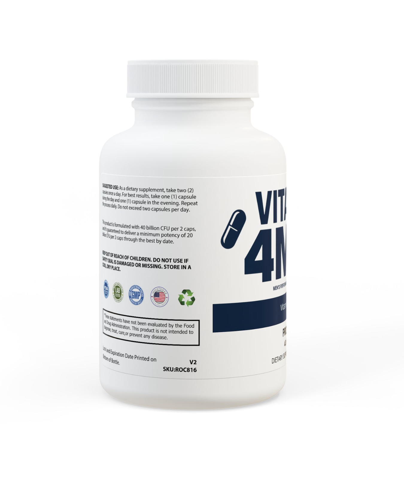V4M Probiotics for men, 40 Billion CFU (60 Capsules)