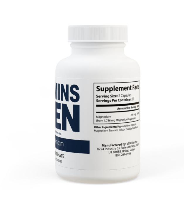 V4M Magnesium Glycinate Supplement (60 Capsules) 