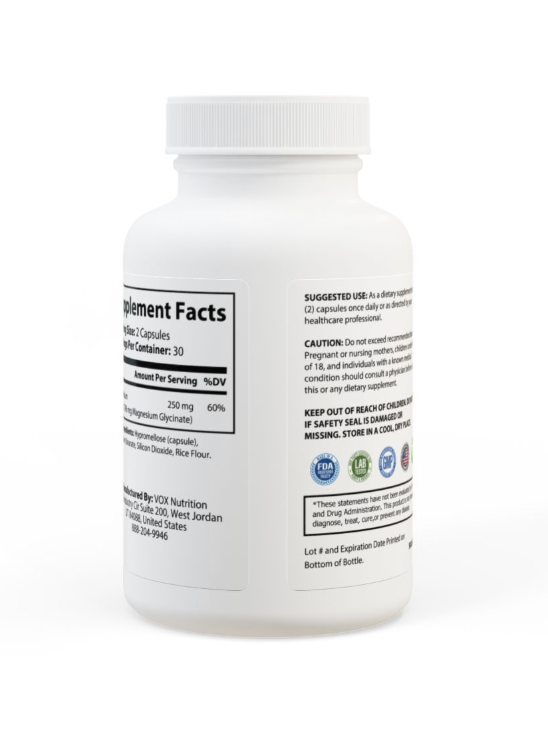 V4M Magnesium Glycinate Supplement (60 Capsules) 