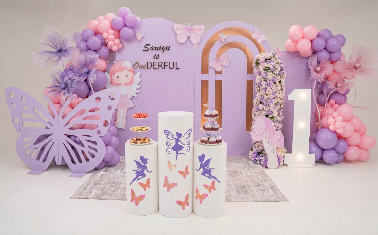 Butterfly-Themed First Birthday Party Decor Set