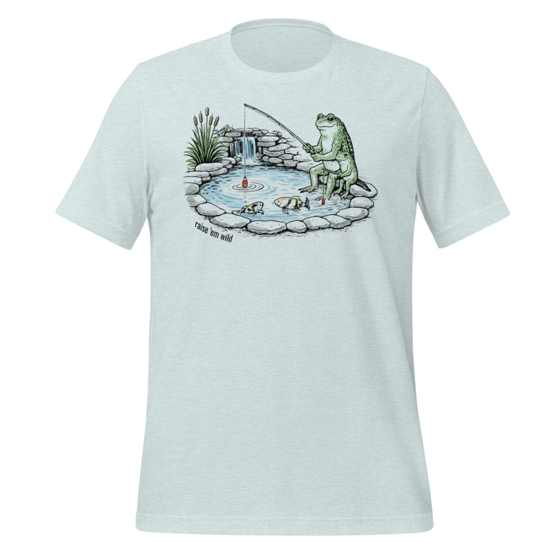 Frogs Fishing in the Pond Shirt – Wild Backyard Wildlife T-Shirt – Backyard Nature Animal Tee