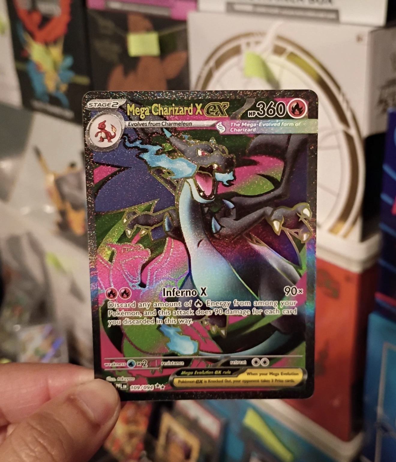 PokémonPokemon Mega Charizard X ex 109/094 Me02: Phantasmal Flames Holo Trading Card