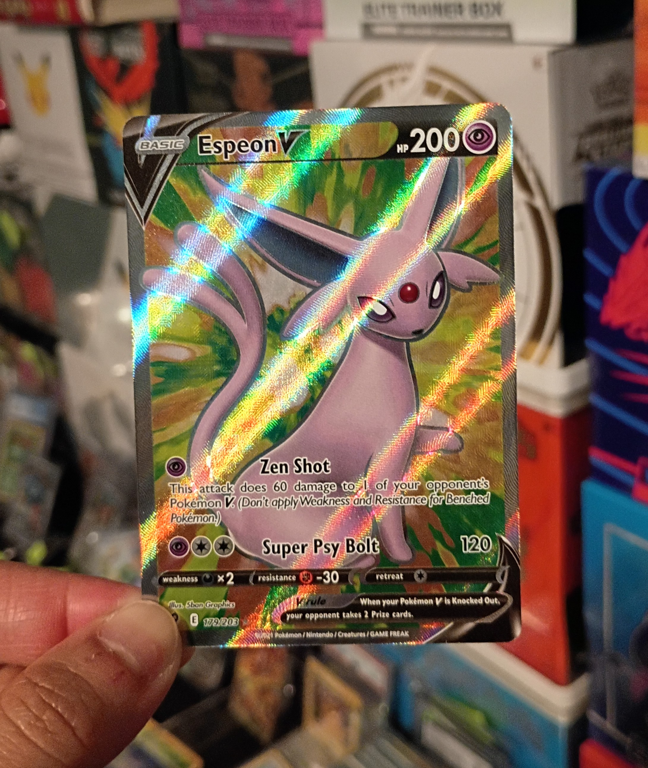 Pokemon Espeon V (Full Art) 179/203 SWSH07: Evolving Skies Holo