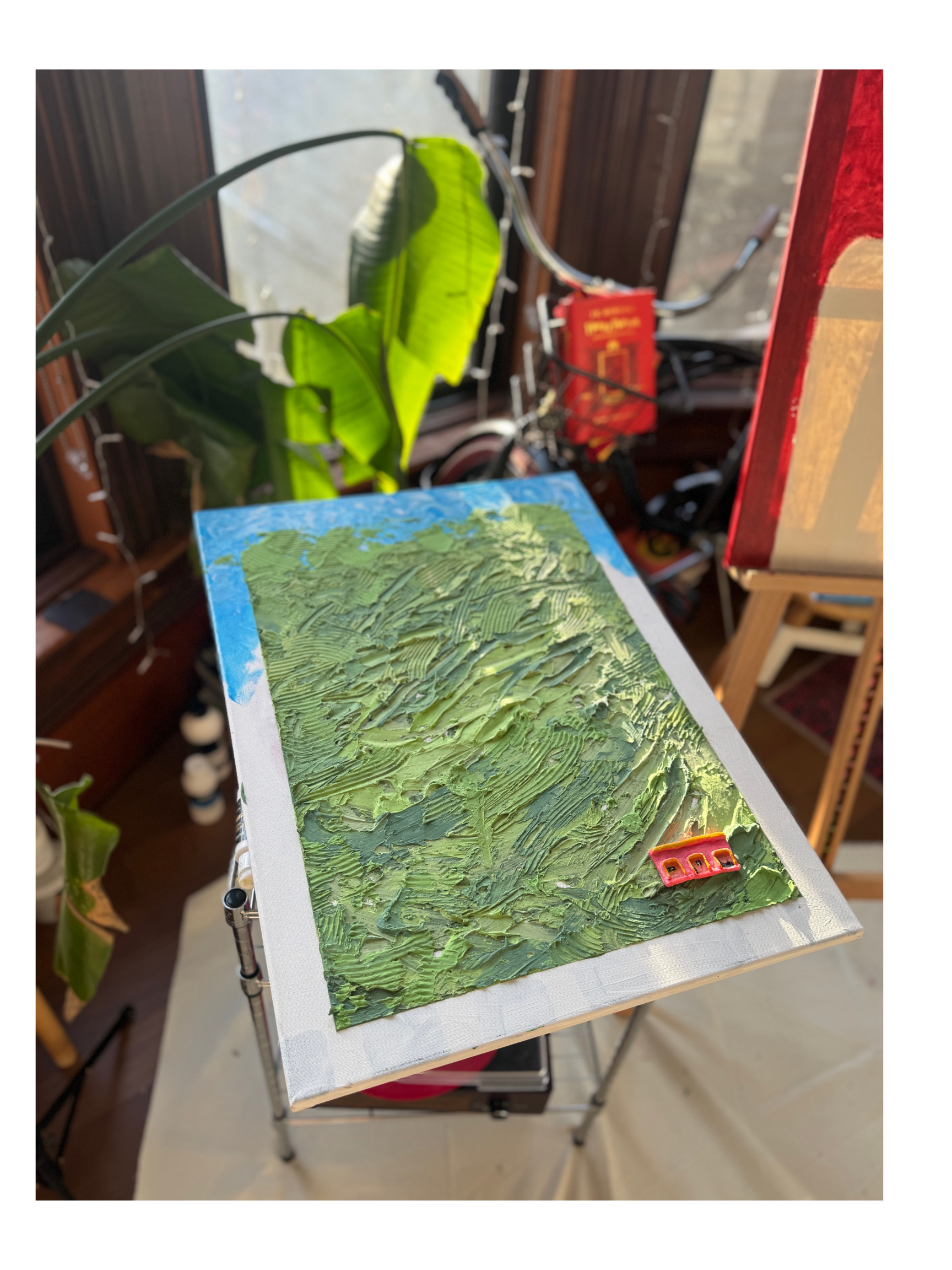 La casita bad bunny Textured Landscape Canvas