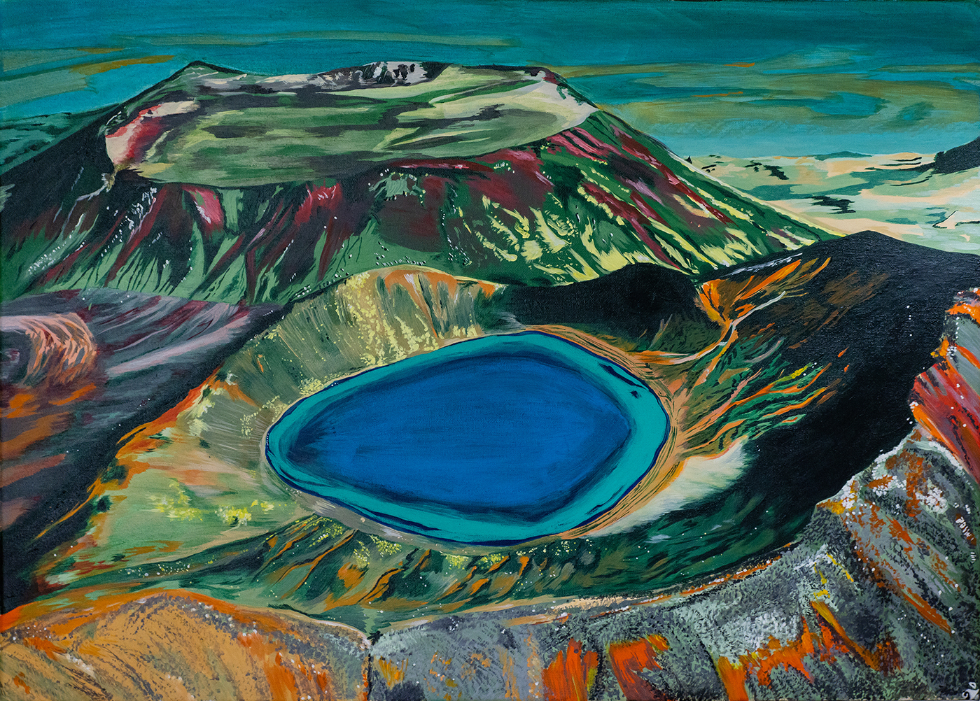 Blue lake crater