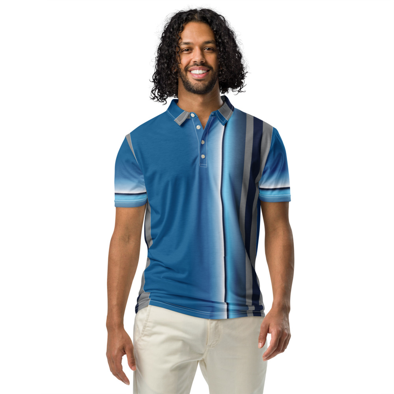 Blue Bars Men’s slim fit polo