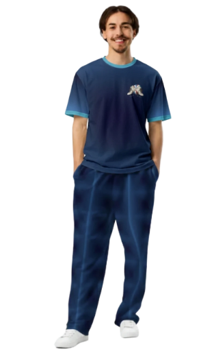 Black and Blue Wide-leg joggers