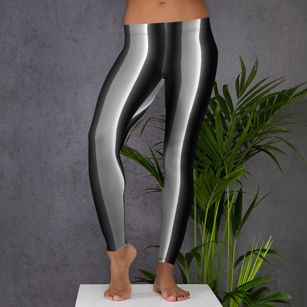 Black White Gray Bar Leggings