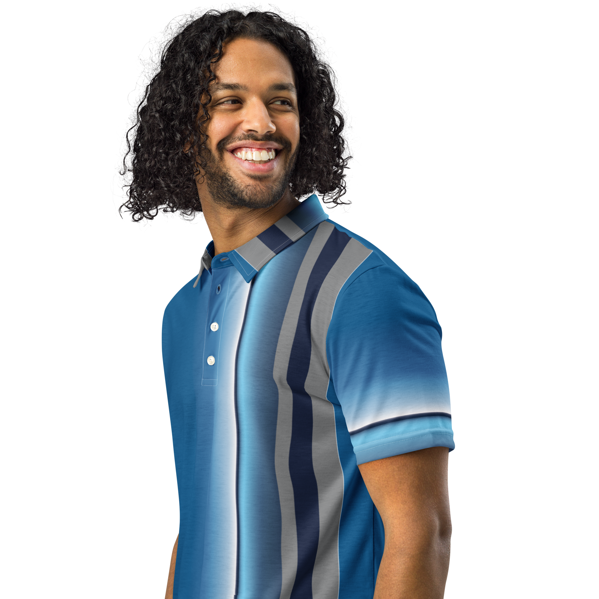 Blue Bars Men’s slim fit polo