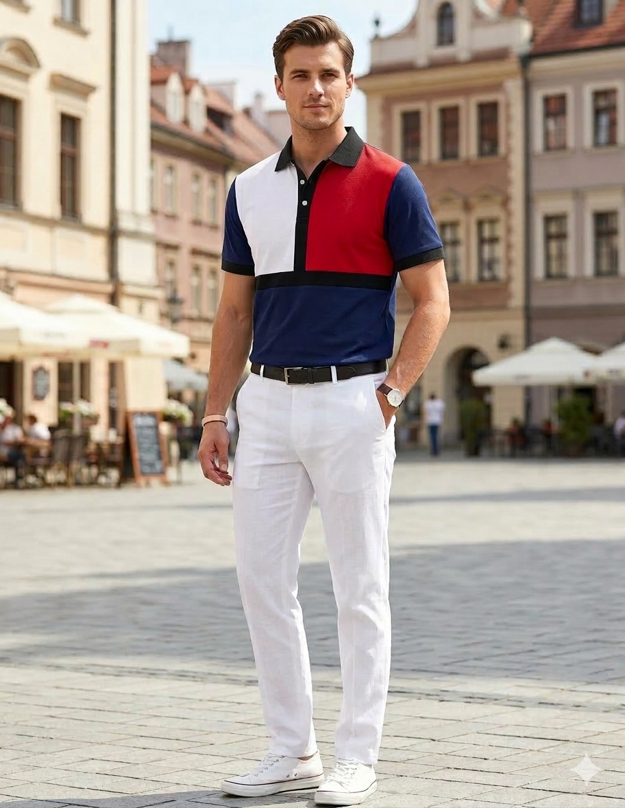 Red White Blue Men’s slim fit polo