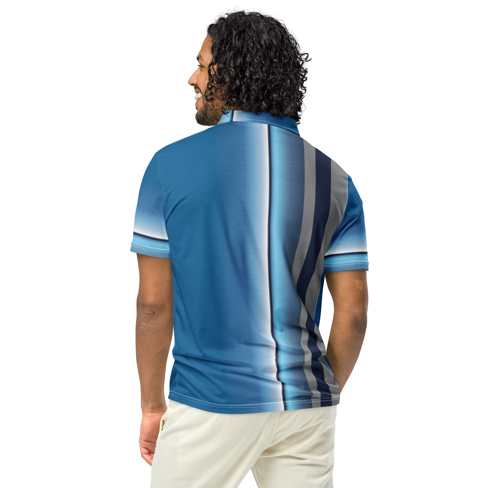 Blue Bars Men’s slim fit polo