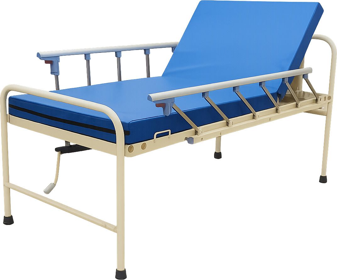 Semi Fowler General Hospital Bed with Mattress & Imported Side Railings- One Handle Crank Operated
