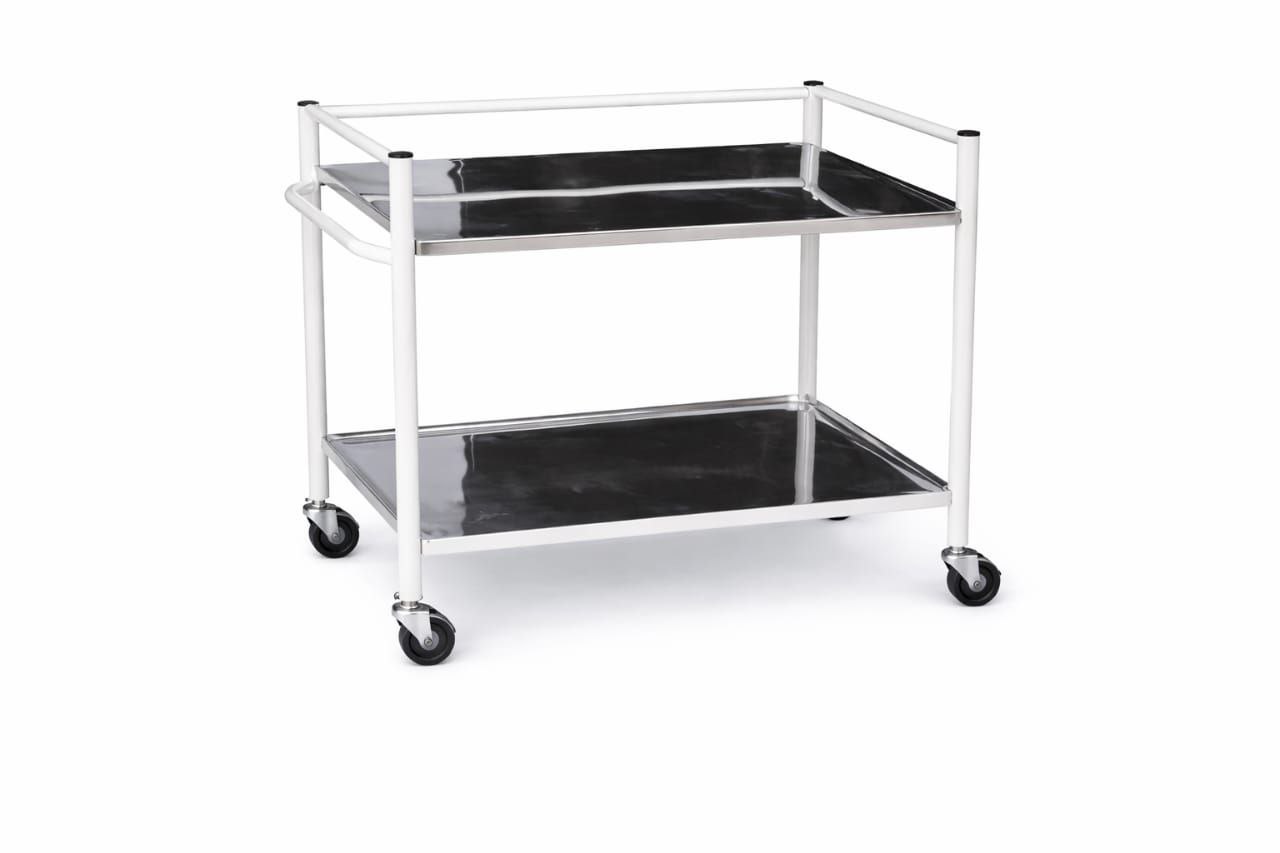 Instrument Trolley – 2 Shelf (Powder Coated Frame) - Heavy - Size 28 × 18 inches