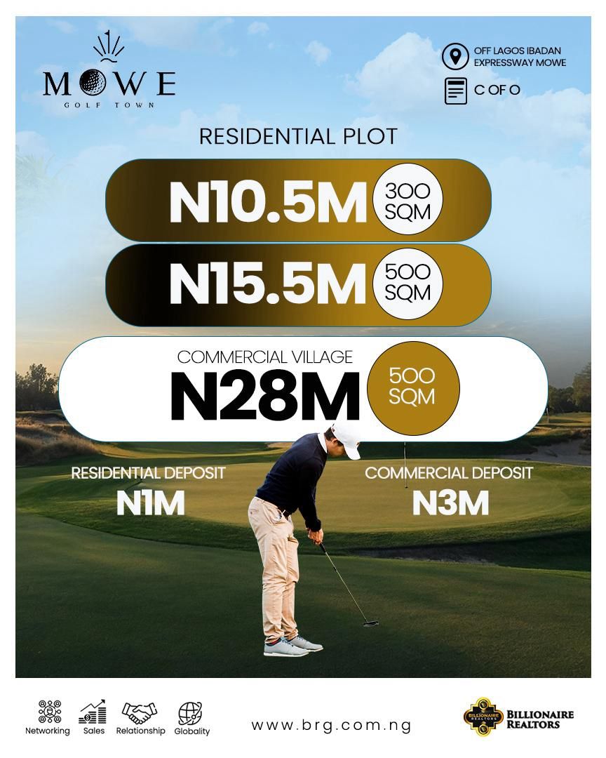 300sqm, 500sqm Lake View Land (Mowe Golf Town)