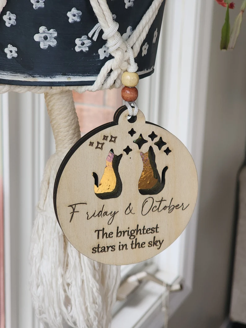 Personalized Cat Memorial Wood Ornament