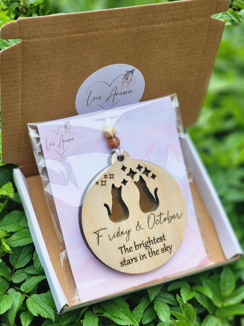 Personalized Cat Memorial Wood Ornament