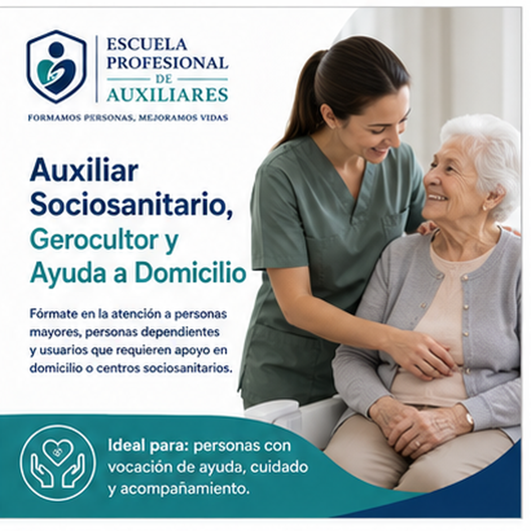 Auxiliar Sociosanitario, Gerocultor y Ayuda a Domicilio