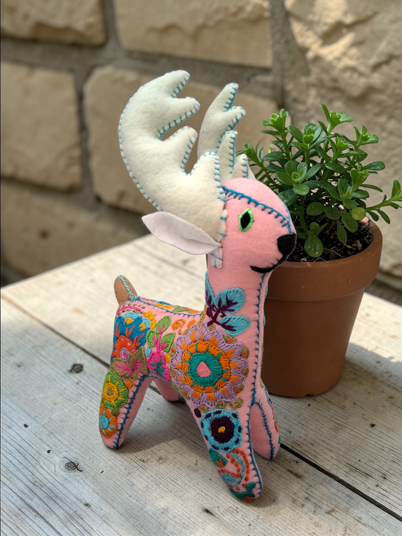 Embroidered Felt Deer Plush