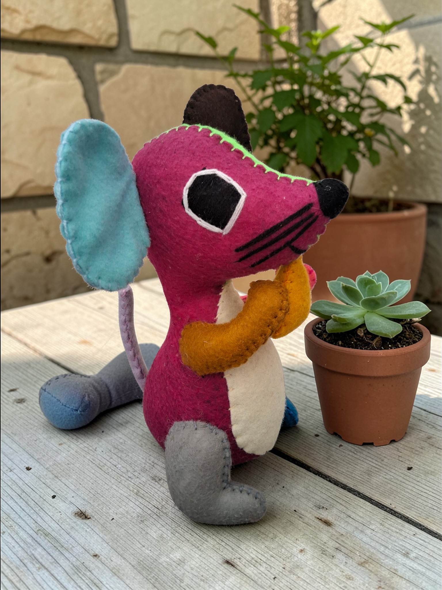 Colorful Patchwork Mouse Plush