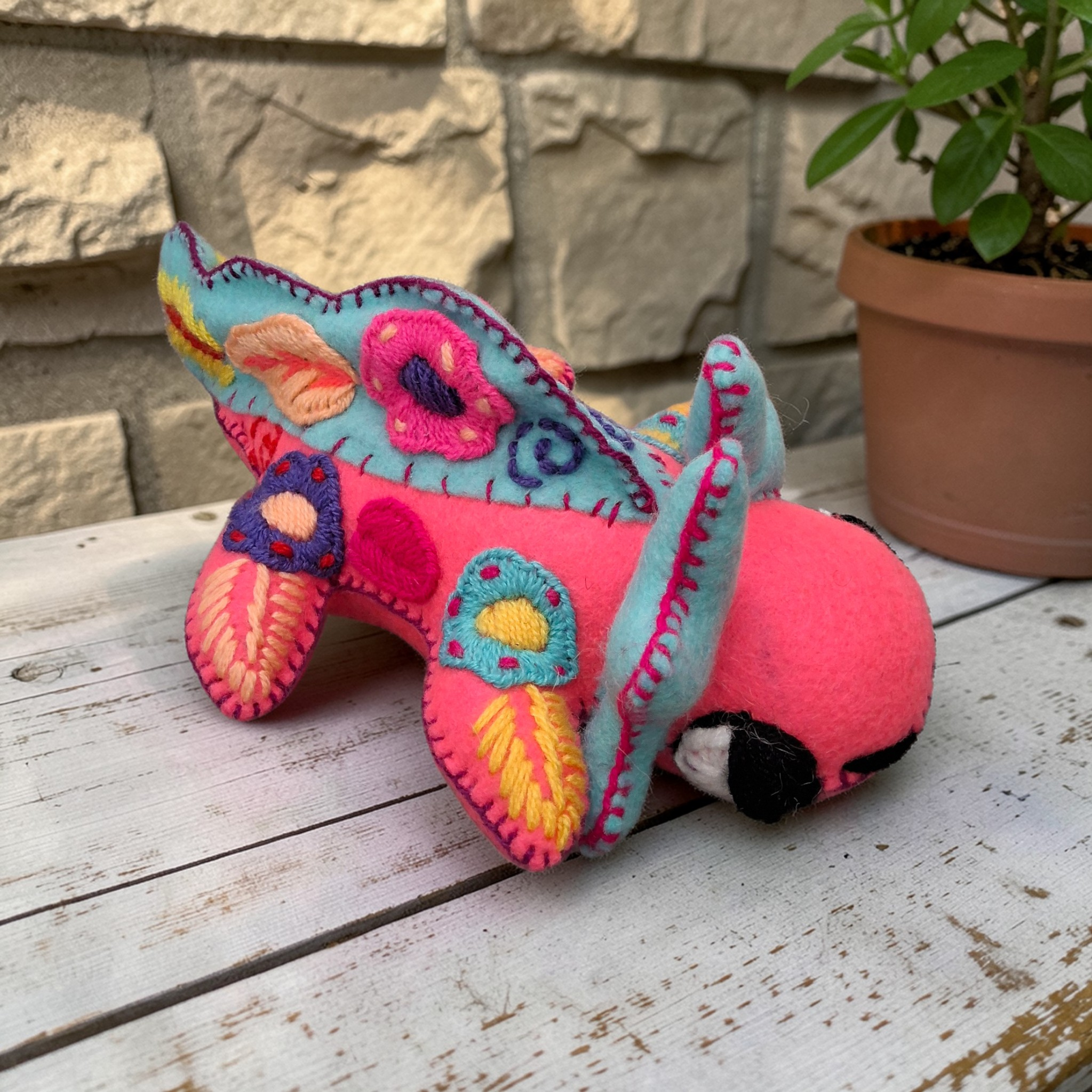 Embroidered Felt Axolotl Plush