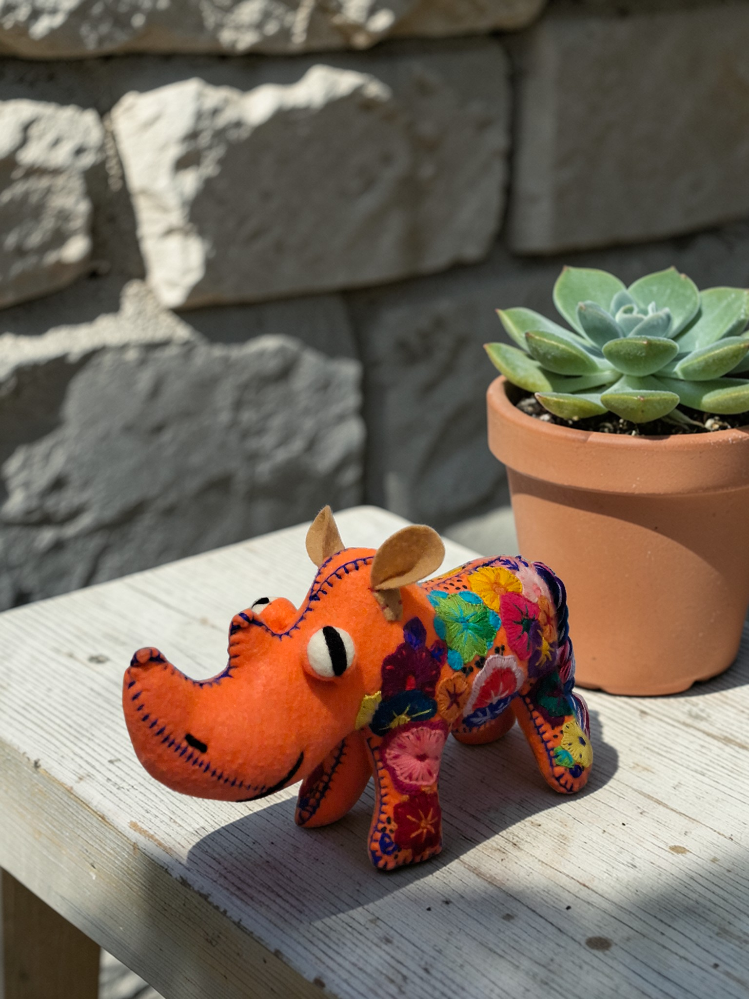 Handmade Felt Rhino Toy