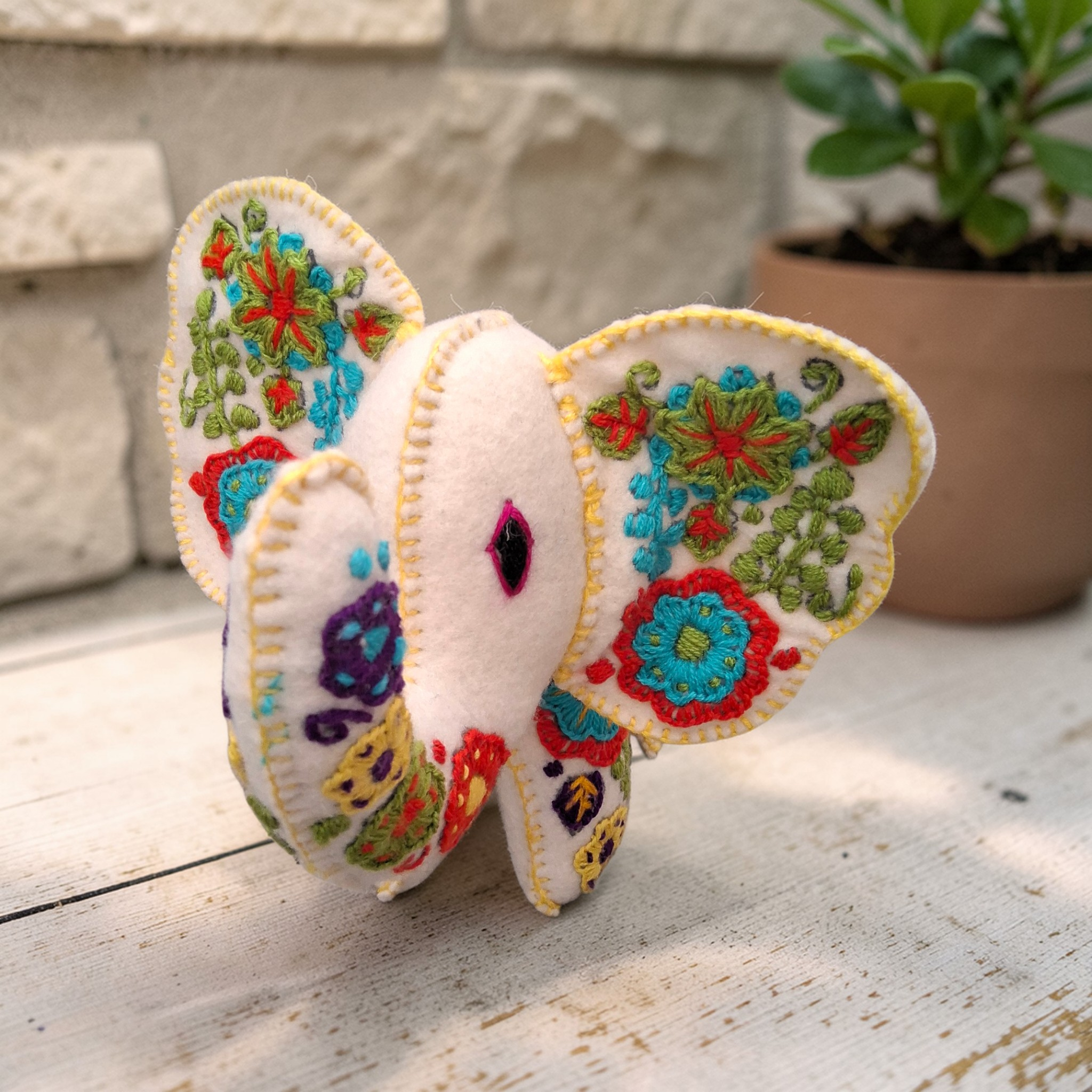 Embroidered Elephant Plush