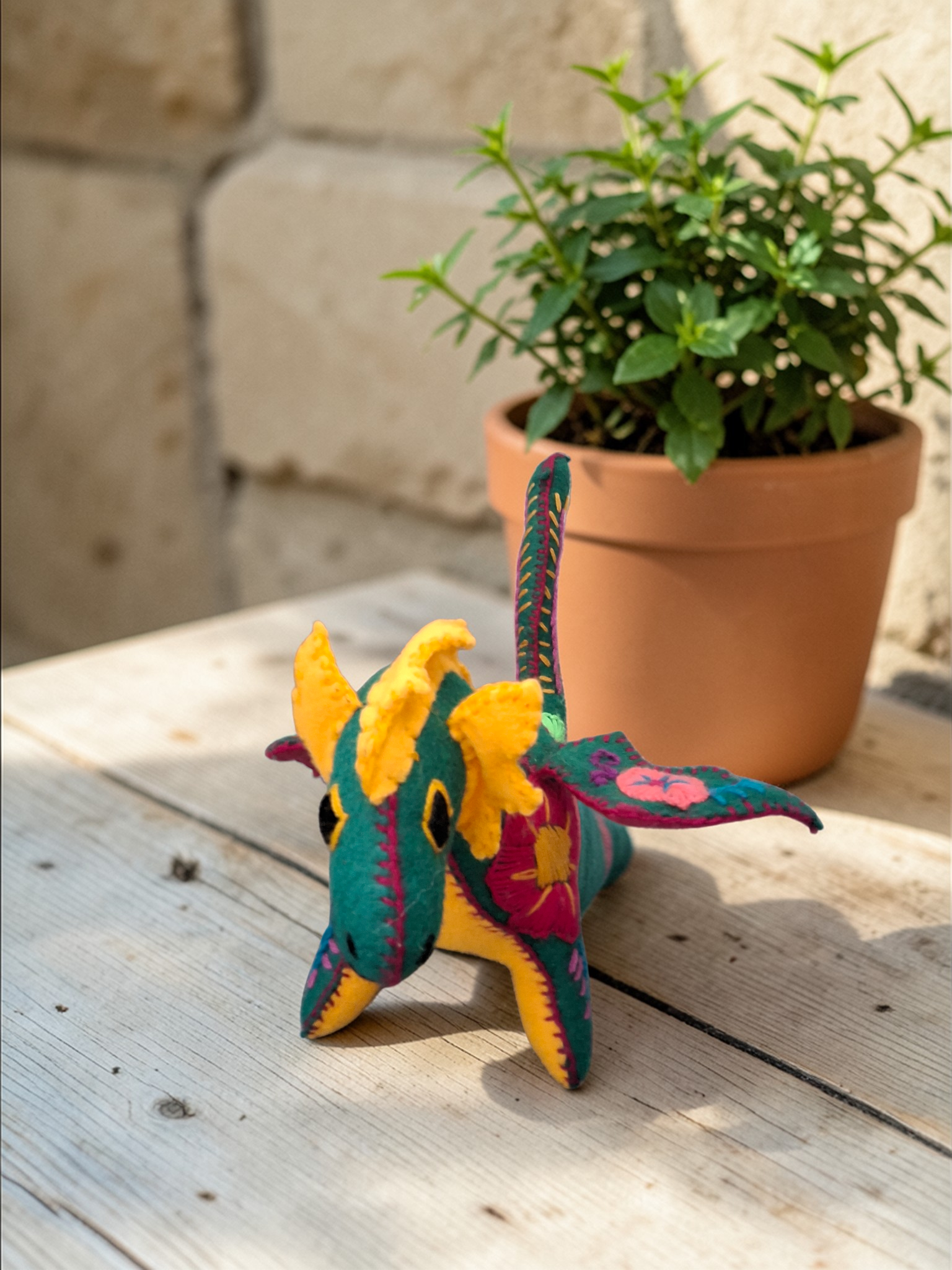 Embroidered Fabric Dragon Plush