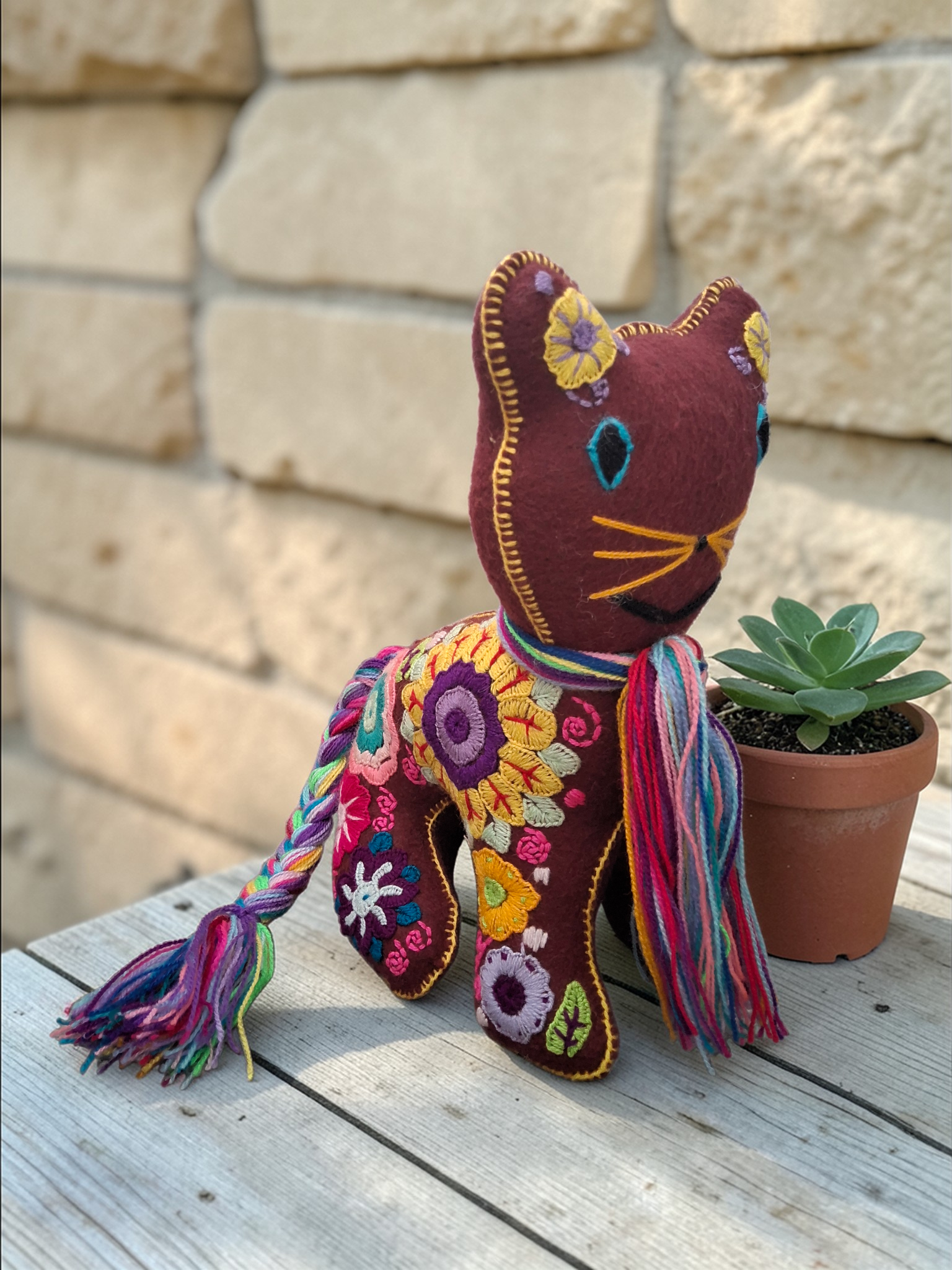 Embroidered Cat Plush