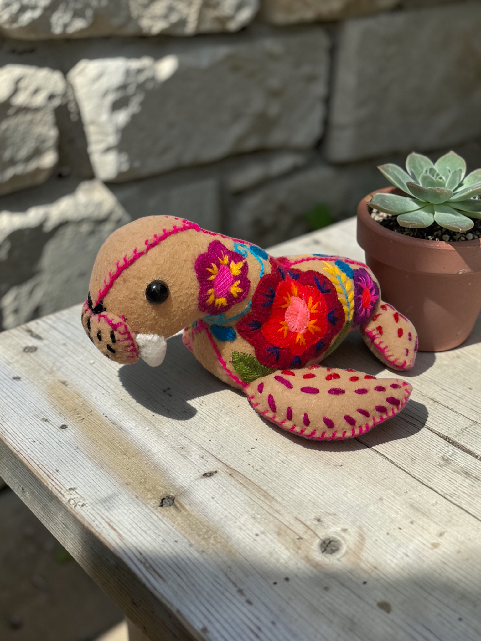 Embroidered Felt Walrus Plush